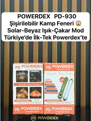 Powerdex PD-930 Şişirilebilir Kamp Feneri Solar Şarjlı Beyaz Işık Çakar Modlu Taşınabilir Kamp Lambası