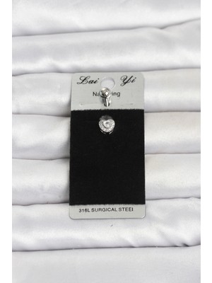 AyrStore Buğz 316L Cerrahi Çelik Zirkon Taşlı Kalp Model Göbek Piercing
