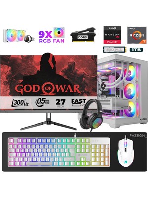 Xaser Star X580 Ryzen 7 7800X3D 16GB Ram 1tb M.2 Nvme SSD 16GB RX9060XT 27" 300Hz Oyuncu Bilgisayarı