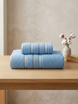 Asev Tekstil 90X150 & 50X90 cm Nevora 2'li Banyo Havlu Seti