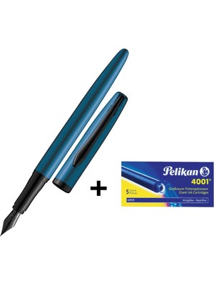 Pelikan Jazz Noble Dolma Kalem M Uç Lacivert & 5'li Dev Kartuş