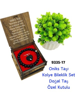 Sedef 9335 Akik Taşı Kolye Bileklik Set