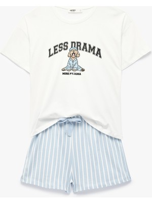 Koton Pamuklu Kısa Kollu Baskılı Şortlu Pijama Takımı