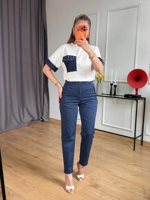 Size Özgü Indigo Leopar Desenli Pantolon