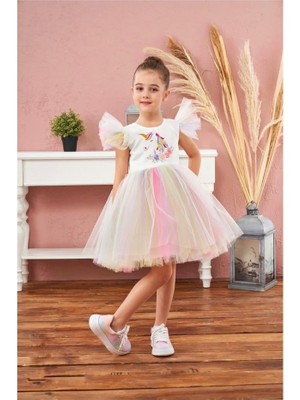 Ugly Duck 01-05 Yaş Kız Bebek Çok Renkli Unicorn Abiye Elbise
