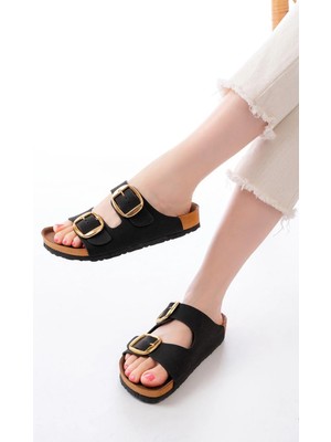Aymood P-101 Siyah Günlük Birkenstock Kadın Terlik