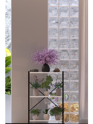 Awox 3 Raflı Metal Dekoratif Çiçeklik Kitaplık Çok Amaçlı Raf Ünitesi 90X60X30 cm