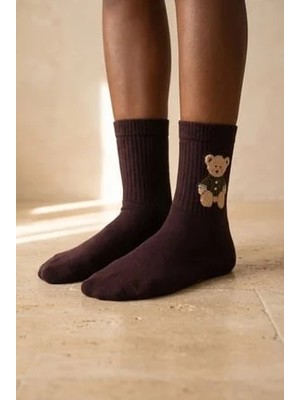 Bony Socks Unisex Teddy Desenli Soket Çorap Mor