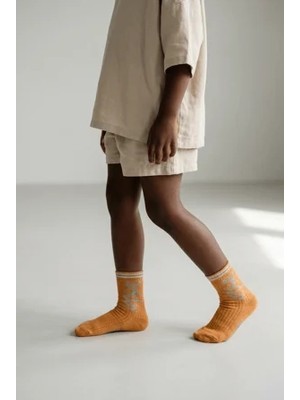 Bony Socks Weekdays Yazılı Hardal Çocuk Soket Çorap