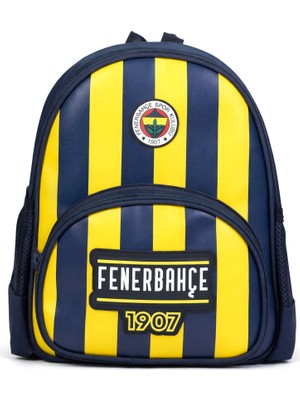 Fenerbahçe Lisanslı Çubuklu Anaokulu Çantası - Suni Deri Panelli 2 Bölmeli Konforlu Sırt Çantası