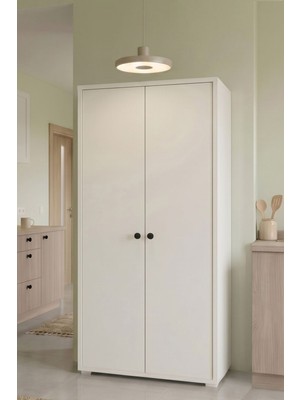 Yurupa Odessa Çok Amaçlı Dolap 2 Kapaklı 4 Raflı Kiler Mutfak Erzak Dolabı 124 x 60 cm Beyaz Ods1-W