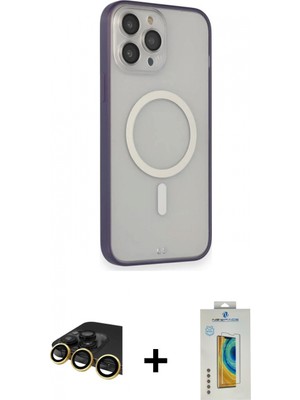 Marsilyan™- iPhone 14 Pro Kılıf Siluet Işık Koleksiyonu - Siyah Polymer Nano Ekran Koruyucu + Raze Metal Kamera Lens - Gd