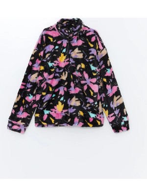 LC Waikiki Dik Yaka Pelüş Kız Çocuk Fermuarlı Sweatshirt  (W4)