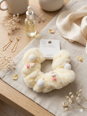 Ca Shopping Kremrengi Ponponlu Figürlü Kız Çocuk Peluş Toka