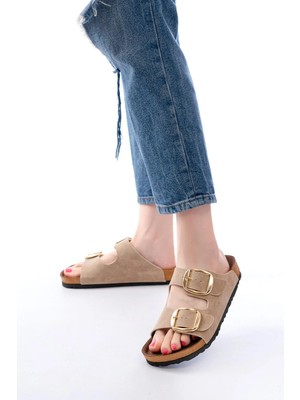 Aymood P-101 Bej Günlük Birkenstock Kadın Terlik