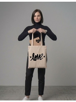 Moonpiece Collection Love Baskılı Hambez Omuz Çantası