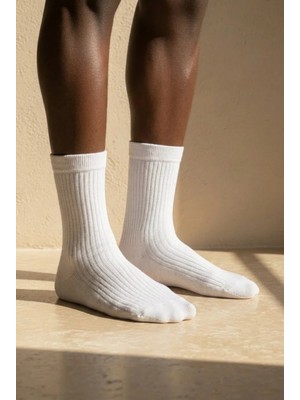 Bony Socks Unisex Basic Beyaz Soket Çorap
