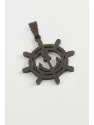 Zero Land Ilkeshop Çapa Çelik Kolye Ucu 2,5 Cm-Siyah
