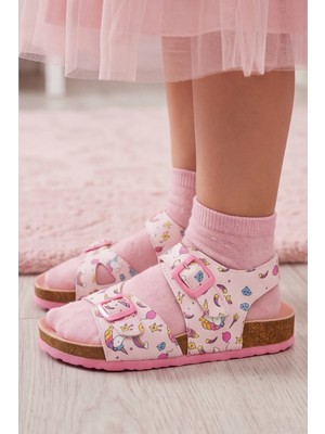Liarca Ponchiq Kız Çocuk Pembe Baskılı Yazlık Sandalet 26-35