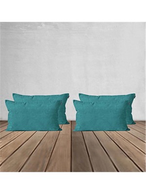 Goccia Home 4'lü Kırlent Kılıfı Dekoratif Bohem Soft Koltuk Sırt Hediyelik Punch Yapılabilir Turkuaz
