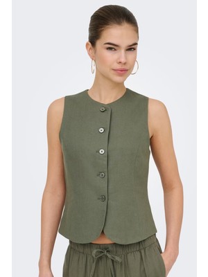 Only Onlgoa Regular Fit Bisiklet Yaka Düğmeli Yelek Bayan Yelek 15363724