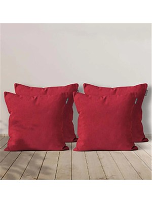 Goccia Home 4'lü Kırlent Kılıfı Dekoratif Bohem Soft Koltuk Sırt Hediyelik Punch Yapılabilir Kırmızı