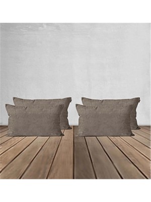 Goccia Home 4'lü Kırlent Kılıfı Dekoratif Bohem Soft Koltuk Sırt Hediyelik Punch Yapılabilir Vizon