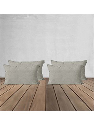 Goccia Home 4'lü Kırlent Kılıfı Dekoratif Bohem Soft Koltuk Sırt Hediyelik Punch Yapılabilir Açık Gri