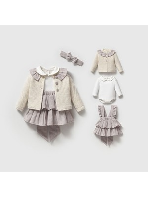 Nipperland Kız Bebek Fırfır Detaylı Elbise & Triko Hırka Set