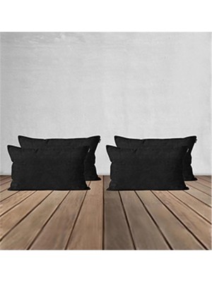 Goccia Home 4'lü Kırlent Kılıfı Dekoratif Bohem Soft Koltuk Sırt Hediyelik Punch Yapılabilir Siyah
