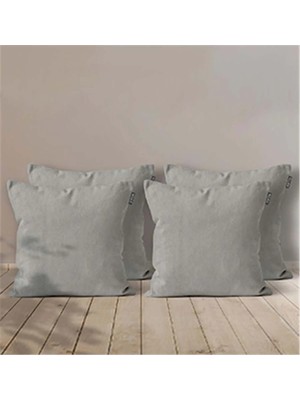Goccia Home 4'lü Kırlent Kılıfı Dekoratif Bohem Soft Koltuk Sırt Hediyelik Punch Yapılabilir Açık Gri