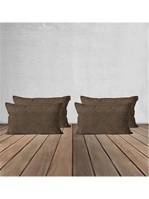 Goccia Home 4'lü Kırlent Kılıfı Dekoratif Bohem Soft Koltuk Sırt Hediyelik Punch Yapılabilir Açık Kahve