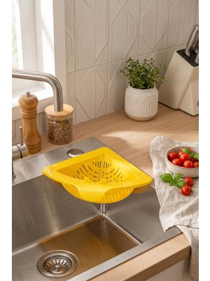 Vekorr Üçgen Lavabo Süzgeci Mutfak Banyo Çöp Tutucu Çok Amaçlı Organizer Pratik Süzgeç