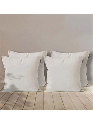 Goccia Home 4'lü Kırlent Kılıfı Dekoratif Bohem Soft Koltuk Sırt Hediyelik Punch Yapılabilir Açık Krem