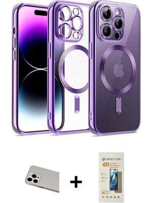 Marsilyan™- iPhone 13 Pro Max Kılıf Nova Işık Özel Seri - Siyah 6d Mat Seramik Hayalet Nano Ekran Koruyucu + Rainbow Kamera Lens Koruma Cam - Bz