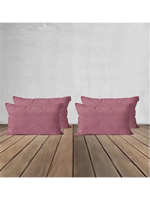 Goccia Home 4'lü Kırlent Kılıfı Dekoratif Bohem Soft Koltuk Sırt Hediyelik Punch Yapılabilir Gül Kurusu