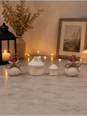 Ceku Home Tasarım Mantar Ev ve Vazo Minimal Obje Set