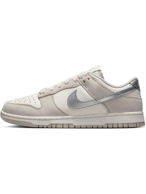 Nike Dunk Low'silver Swoosh' Womens Leather Sneaker Hakiki Deri Kadın Günlük Spor Ayakkabı Krem