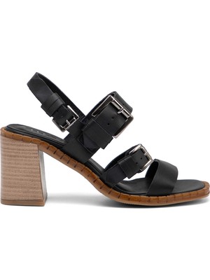 Tergan Siyah Hakiki Deri Kadın Sandalet - K25Y1SN68018-A23