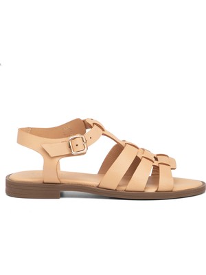 Tergan Kahverengi Hakiki Deri Kadın Sandalet - K25Y1SN68105-U8O