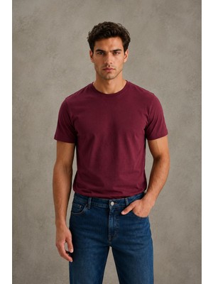 Le Touche Erkek Slim Fit Dar Kesim Likralı Vücuda Oturan Yumuşak Dokulu Bisiklet Yaka Tişört