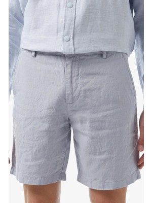 Lacoste Men's Slim Fit Linen Bermuda Shorts Grey Erkek Dar Kesim Keten Şort Gri