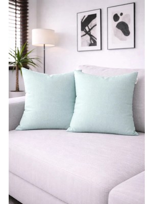 Goccia Home 4'lü Kırlent Kılıfı Keten Görünümlü Soft Koltuk Sırt Hediyelik Punch Yapılabilir Yesil