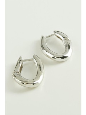 Zero Land Ilkeshop Oval Tr Metal Küpe-Gümüş Rengi