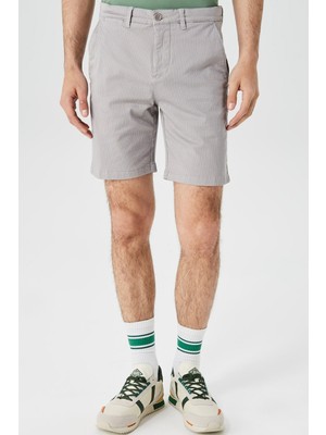 Lacoste Men's Slim Fit Cotton Bermuda Shorts Erkek Dar Kesim Desenli Bermuda Şort Gri