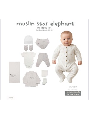 Bistyle Hastane Çıkışı 10LU Müslin Star Elephant