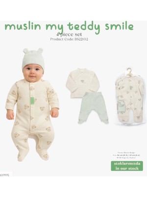 Bistyle 4lü Tüllü Set Müslin Teddy Smile