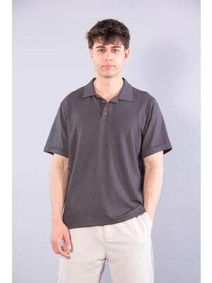 Mckanzie V7180 Modal Polo Yaka Düğmeli Kendinden Şeritli T-shirt
