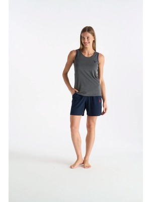 U.S. Polo Assn. Kadın Şort&askılı Antrasit Renk Günlük Kullanım Pijama Takımı 026YC.Z2ET0.A.GR2.OU0.P5.KM