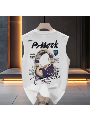 Nigrum Pardus Nıgrum Pardus Yeni Sezon Dj Kulaklık Sırt Baskılı %100 Pamuk Erkek Çocuk Kolsuz T-Shirt